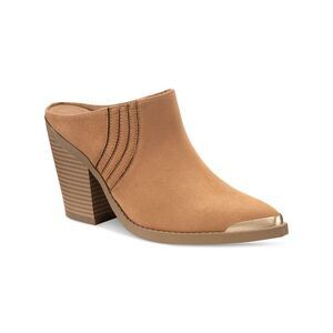 SUN STONE Womens Beige Deyzaa Toe Block Heel Slip On Heeled Mules Shoes 5 M